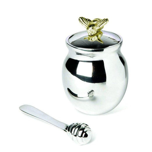 Queen Bee Silver Plated Honey Pot & Drizzler