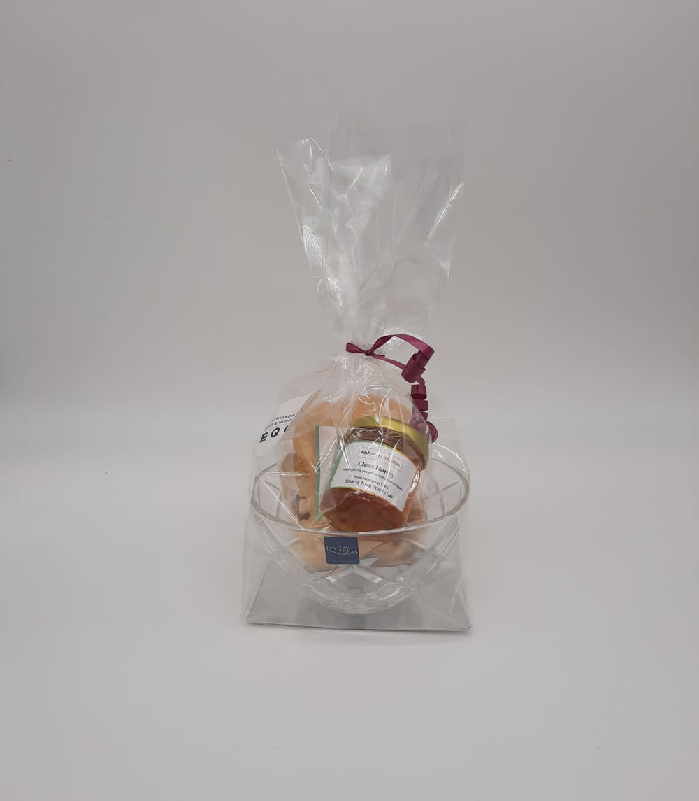 Small Glass Bowl with Honey & Dried Apple Gift Set